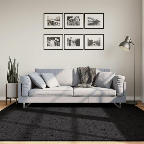 Shaggy gulvtæppe PAMPLONA 200x200 cm høj luv sort