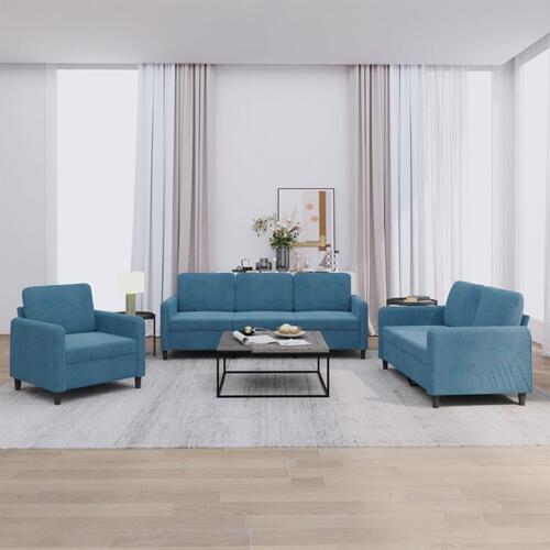 3 personers sofa velour blå