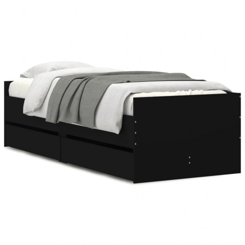 Sengeramme med 2 skuffer 75x190 cm - sort