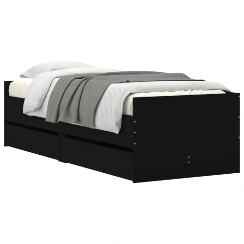 Sengeramme med 2 skuffer 75x190 cm - sort