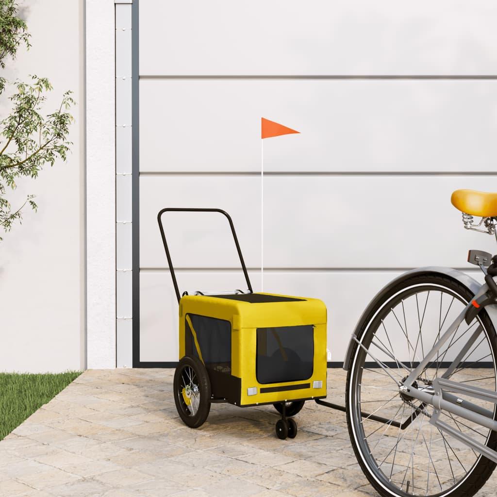 Hundetrailer til cykel oxfordstof og jern gul og sort