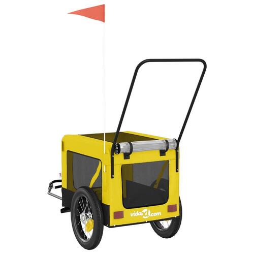 Hundetrailer til cykel oxfordstof og jern gul og sort