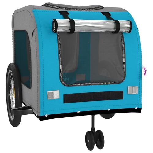 Cykeltrailer til kæledyr oxfordstof og jern blå og grå