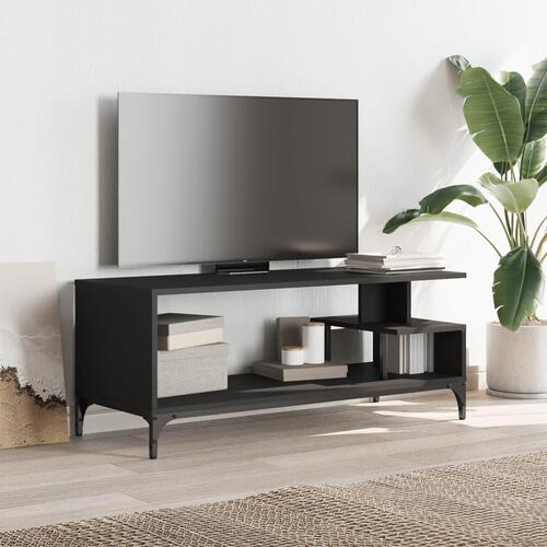 Tv-bord 102x40x41 cm konstrueret træ pulverlakeret stål sort