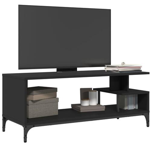 Tv-bord 102x40x41 cm konstrueret træ pulverlakeret stål sort