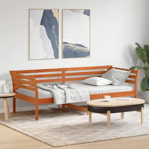 Daybed uden madras 100x200 cm massivt fyrretræ gyldenbrun