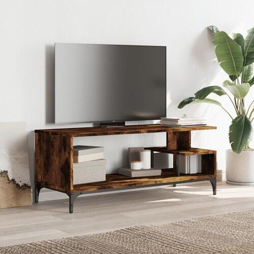 Tv-bord 102x40x41 cm konstrueret træ og stål røget eg