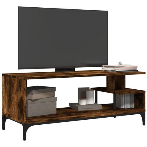 Tv-bord 102x40x41 cm konstrueret træ og stål røget eg