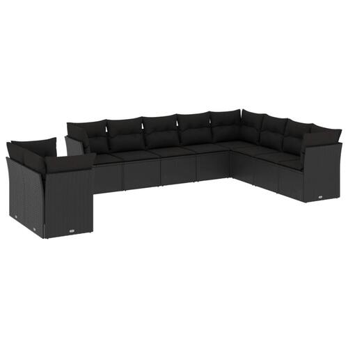 Sofasæt til haven 10 dele med hynder polyrattan sort