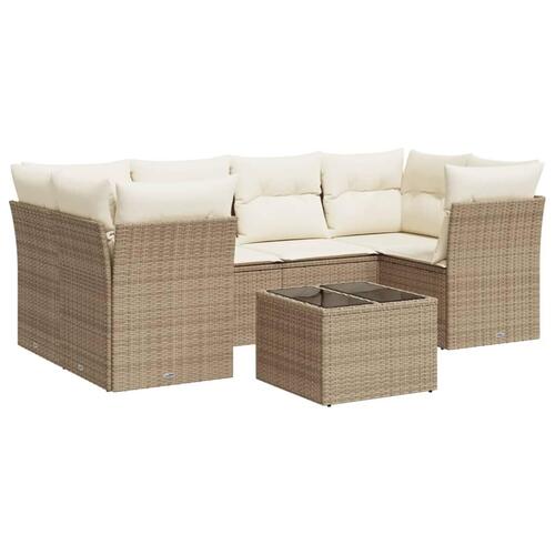 Sofasæt til haven 7 dele med hynder polyrattan beige