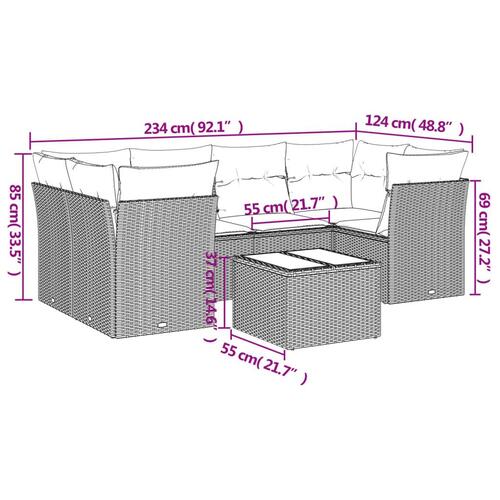 Sofasæt til haven 7 dele med hynder polyrattan beige