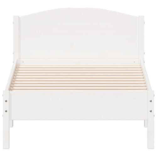 Sengeramme uden madras 75x190 cm massivt fyrretræ hvid
