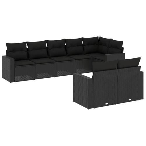 Sofasæt til haven 8 dele med hynder polyrattan sort