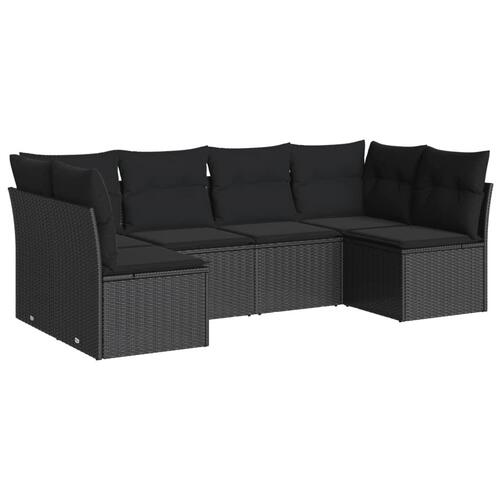 Sofasæt til haven 6 dele med hynder polyrattan sort