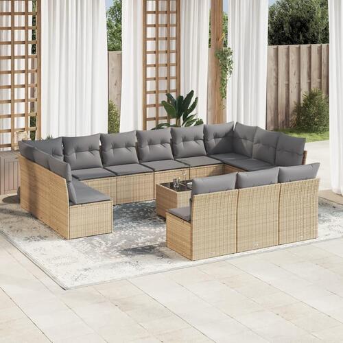 Sofasæt til haven 14 dele med hynder polyrattan beige