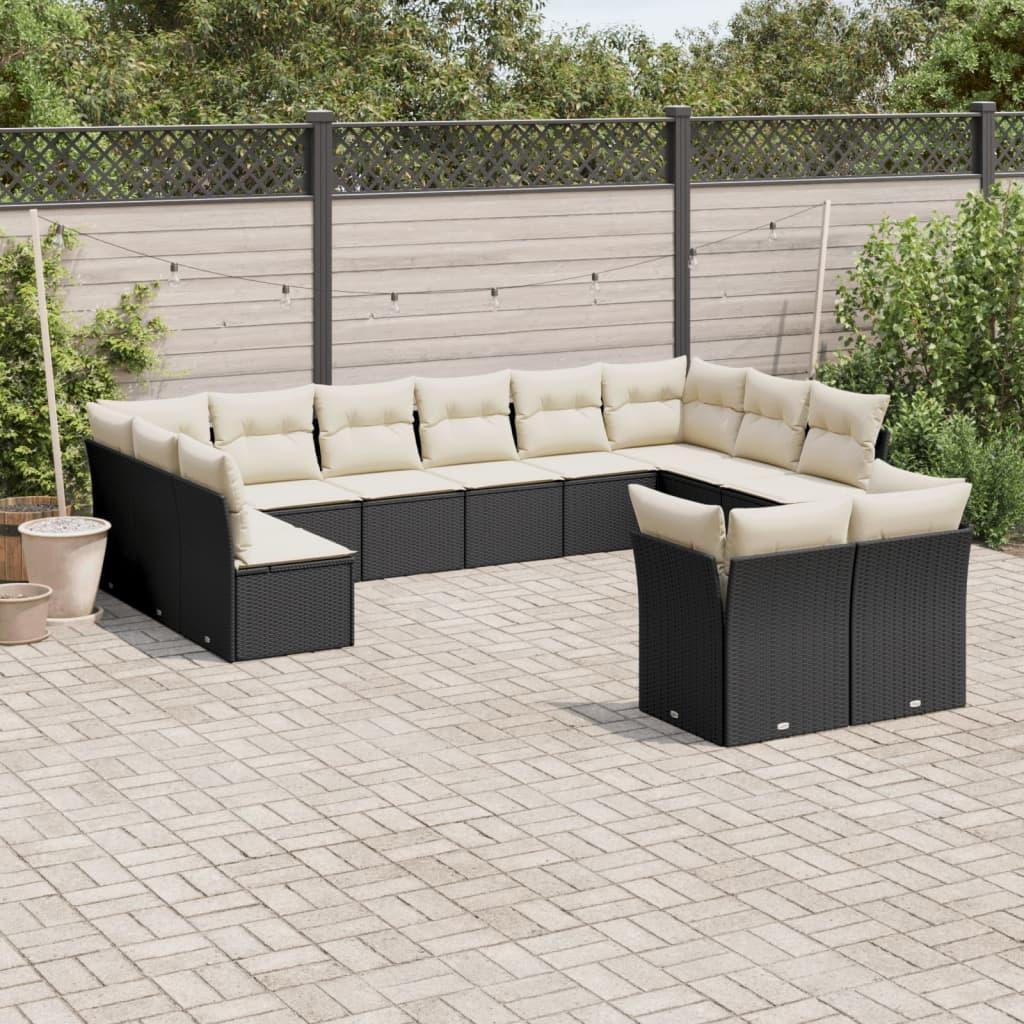 Sofasæt til haven 12 dele med hynder polyrattan sort