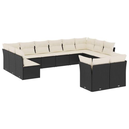 Sofasæt til haven 12 dele med hynder polyrattan sort