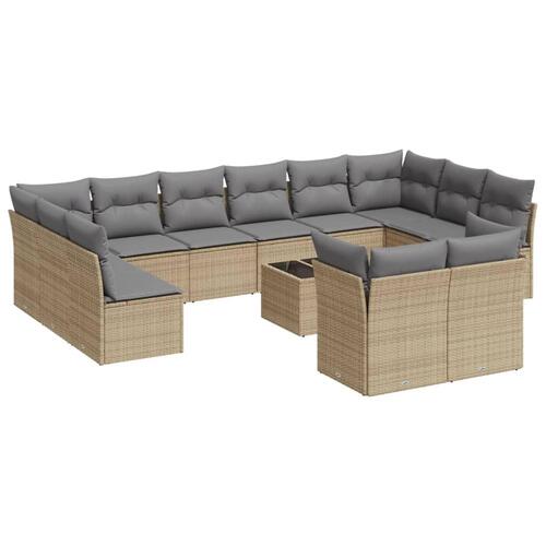 Sofasæt til haven 13 dele med hynder polyrattan beige