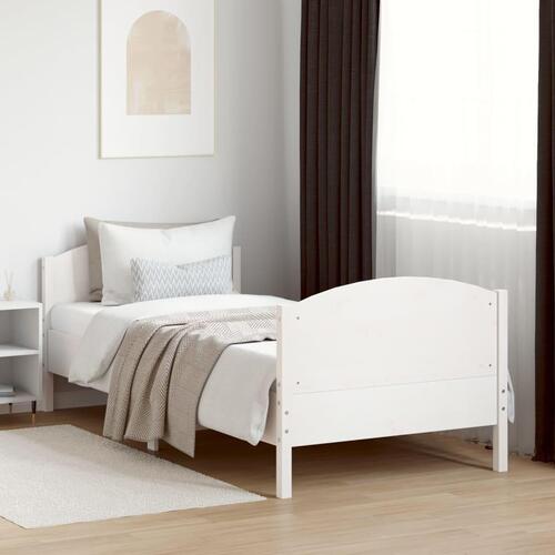 Sengeramme uden madras 75x190 cm massivt fyrretræ hvid