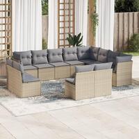 Sofasæt til haven 12 dele med hynder polyrattan beige