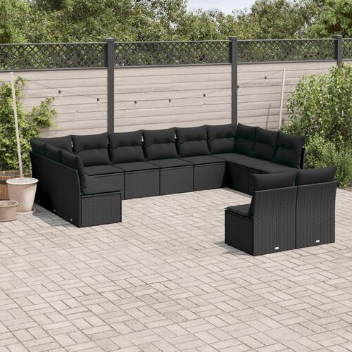 Sofasæt til haven 12 dele med hynder polyrattan sort