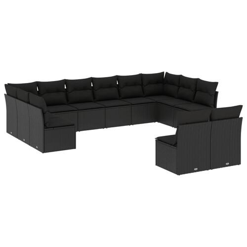 Sofasæt til haven 12 dele med hynder polyrattan sort