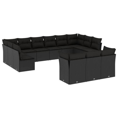 Sofasæt til haven 13 dele med hynder polyrattan sort