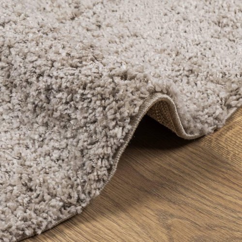 Shaggy gulvtæppe PAMPLONA Ø 240 cm høj luv beige