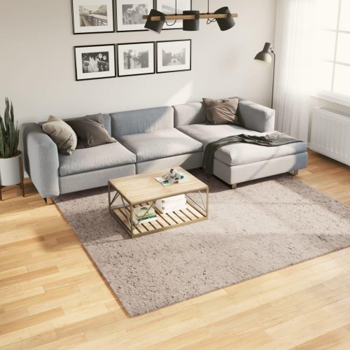 Shaggy gulvtæppe PAMPLONA 240x240 cm høj luv beige