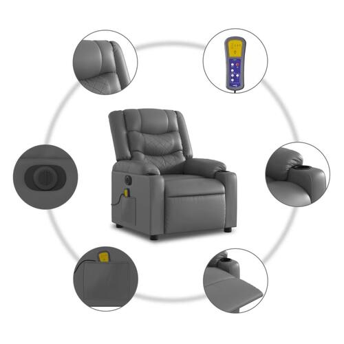 Massagestol med løftefunktion kunstlæder grå
