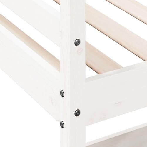 Højseng med skrivebord 100x200 cm massivt fyrretræ hvid