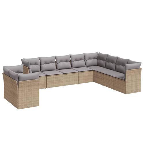 Sofasæt til haven 10 dele med hynder polyrattan beige