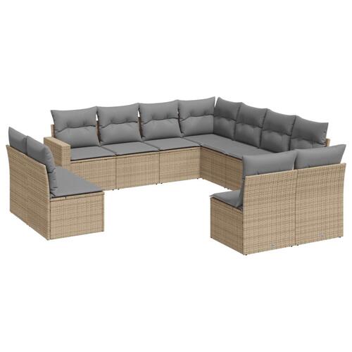 Sofasæt til haven 11 dele med hynder polyrattan beige