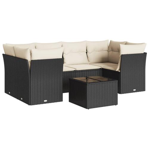 Sofasæt til haven 7 dele med hynder polyrattan sort
