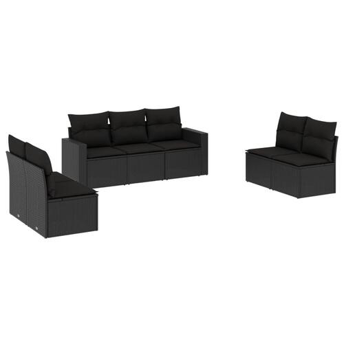 Sofasæt til haven 7 dele med hynder polyrattan sort