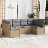 Sofasæt til haven 6 dele med hynder polyrattan beige