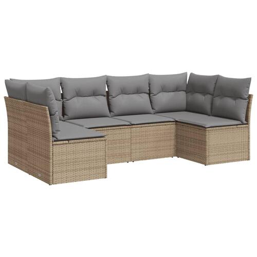 Sofasæt til haven 6 dele med hynder polyrattan beige