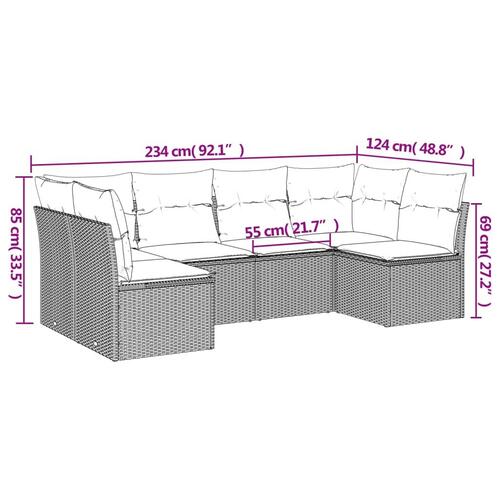 Sofasæt til haven 6 dele med hynder polyrattan beige