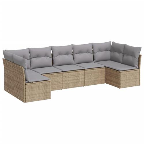 Sofasæt til haven 7 dele med hynder polyrattan beige