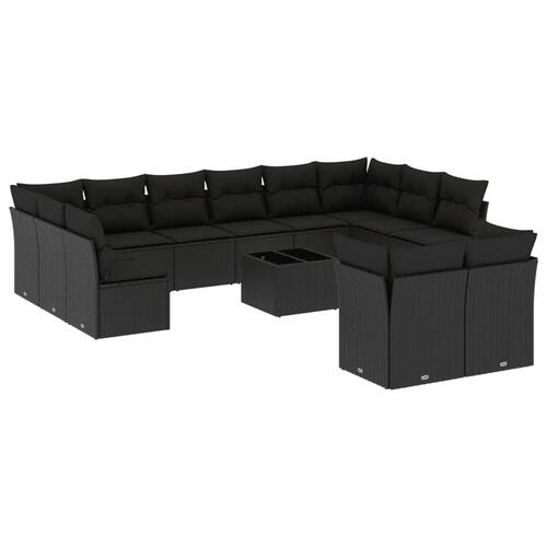 Sofasæt til haven 13 dele med hynder polyrattan sort