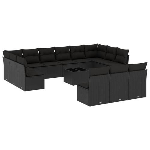 Sofasæt til haven 14 dele med hynder polyrattan sort