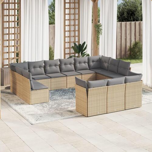Sofasæt til haven 13 dele med hynder polyrattan beige
