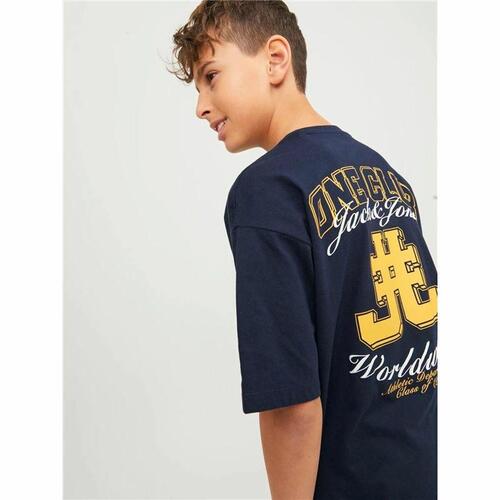 Børne Kortærmet T-shirt Jack & Jones Jorcole Back Print Marineblå 128 cm