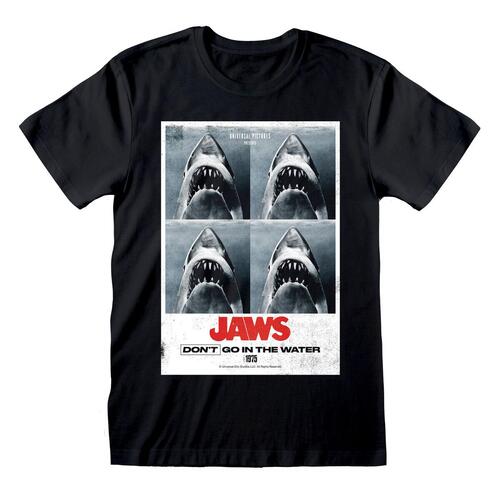 Kortærmet T-shirt Jaws Don´t Go In The Water Sort Unisex XXL