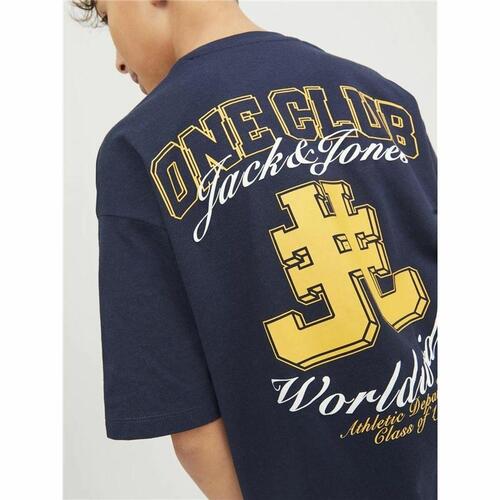 Børne Kortærmet T-shirt Jack & Jones Jorcole Back Print Marineblå 104 cm