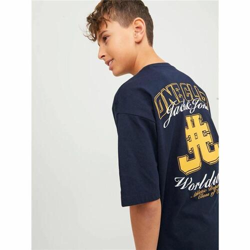 Børne Kortærmet T-shirt Jack & Jones Jorcole Back Print Marineblå 104 cm