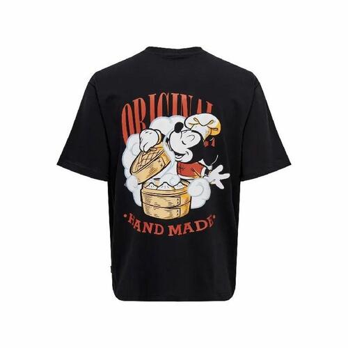 Kortærmet T-shirt til Mænd Only & Sons Onsdisney Life Rlx Sort XL