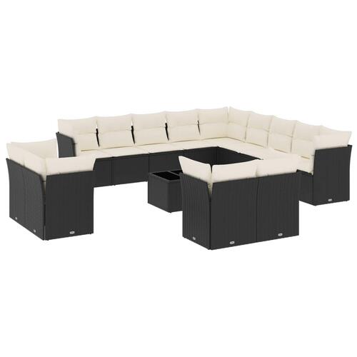 Sofasæt til haven 14 dele med hynder polyrattan sort