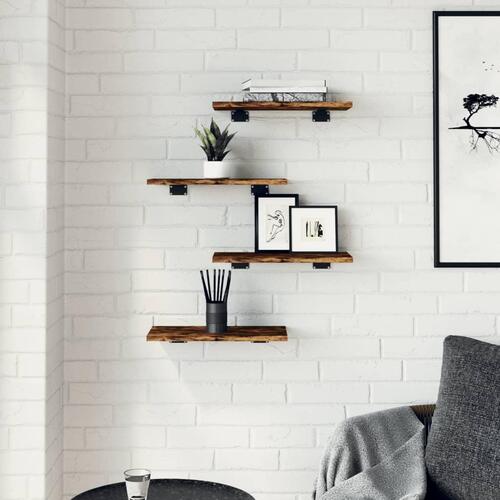 Væghylder 4 stk. 40x20x1,5 cm konstrueret træ røget egetræ