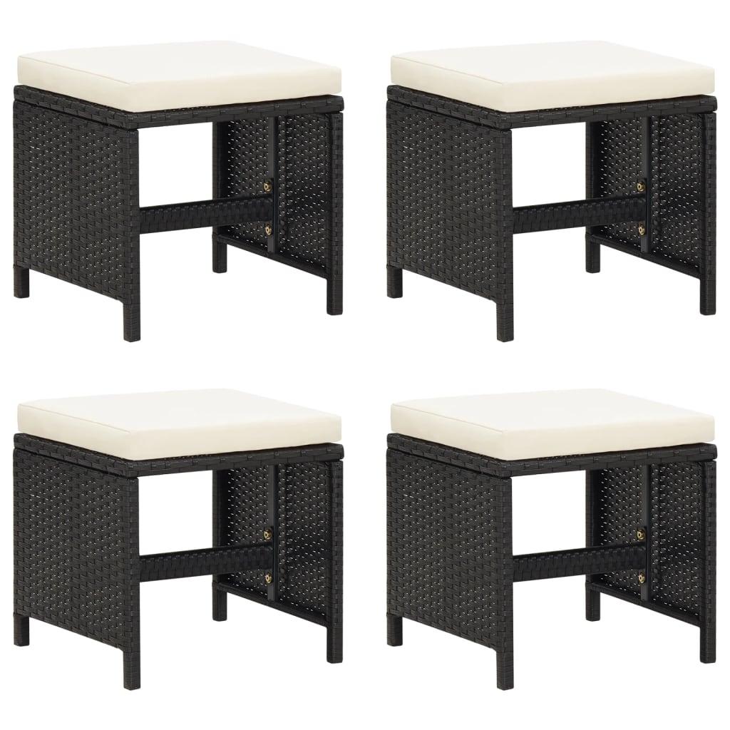 Haveskamler 4 stk. med hynder polyrattan sort